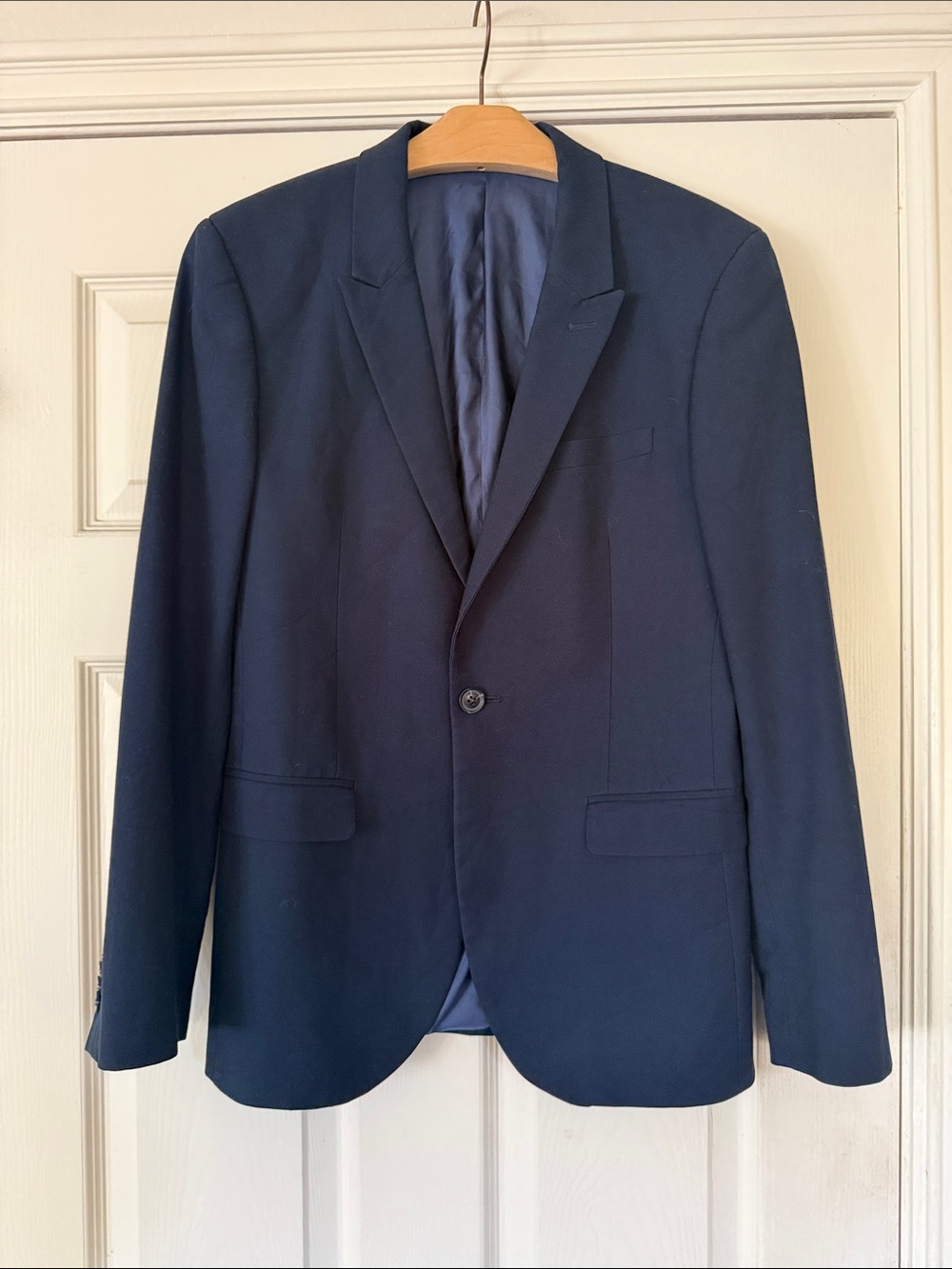 Topman 36R Men's Navy Lined Single-Button Blazer - Tailored Modern Fit
